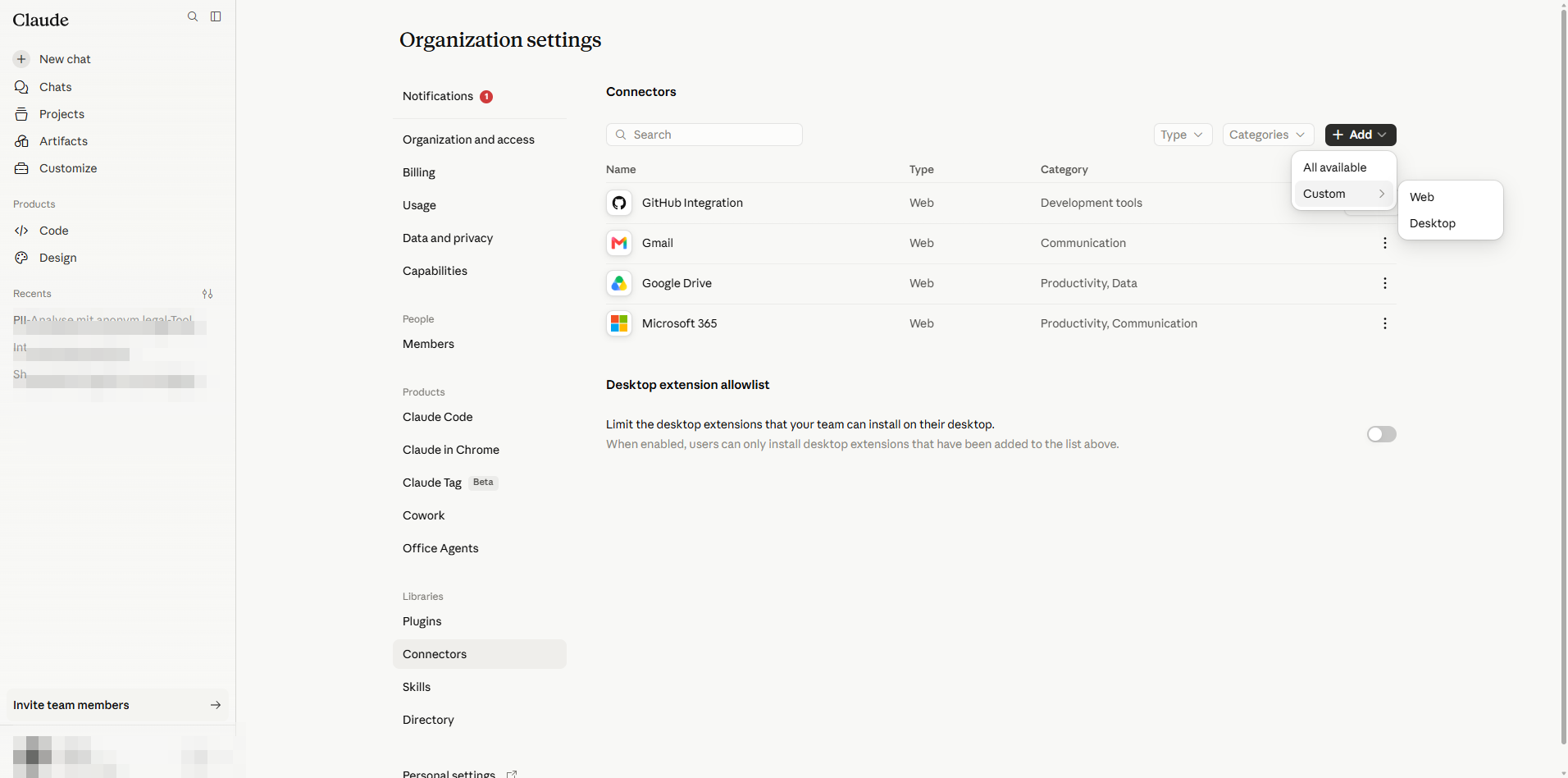 Custom submenu (Web / Desktop)